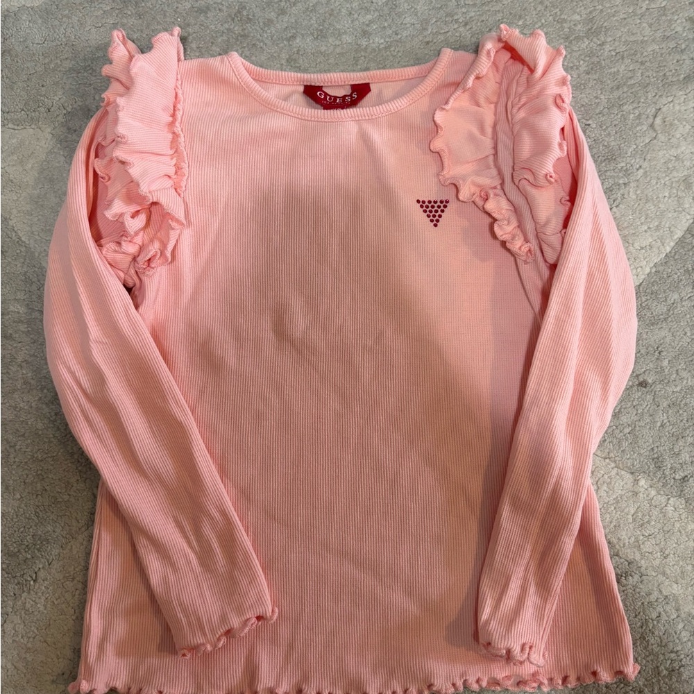 Guess Kids Light Pink Ruffle Sleeve Tee